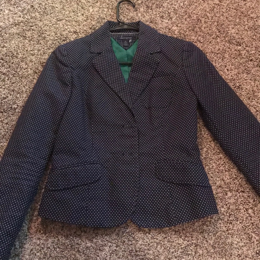 Tommy Hilfiger navy blue white polka dot blazer